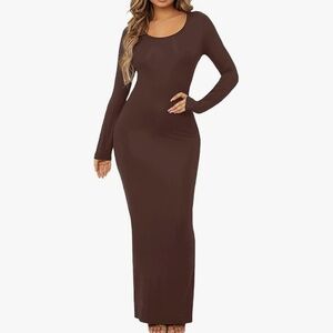 Brown Maxi Body Con Dress- Size XS